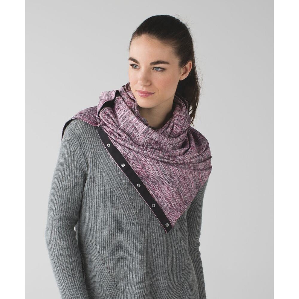 Lululemon Vinyasa Scarf Pink Gray Convertible Snap Reflective Infinity Wrap